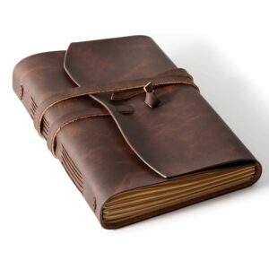 Leather Journal Notebook - Genuine Leather Journals for Writing 260 Pages 5x7.1 Inches Vintage Journal For Man and Women Gifts For Man Artist,Travel Journal,Brown