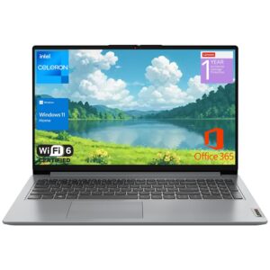 Lenovo IdeaPad 1 Home Laptop, 15.6" FHD Display, Intel Celeron Dual Core Processor, 12GB RAM, 384GB Storage(128GB eMMC + 256GB PCIe), 1 Yr Office 365, Wi-Fi 6, W11H, Additional...