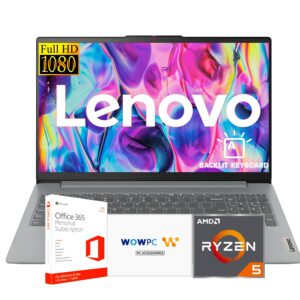 Lenovo Ideapad Slim 3 Laptop for Student & Business with Microsoft Office, Backlit Keyboard, AMD Ryzen 5 5625U (Beats Intel i7-1260U), 15.6" FHD Display, 16GB RAM, 512GB SSD,...