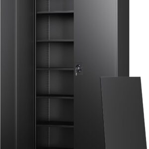 Letaya Metal Garage Storage Cabinets with Lock Door and Adjustable Shelves, Steel Tool Cabinets for Home,Office,Warehouse Organisieren (Black)