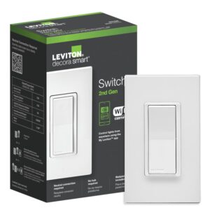 Leviton Decora Smart Switch, Wi-Fi 2nd Gen, Neutral Wire Required, Works with Matter, My Leviton, Alexa, Google Assistant, Apple Home/Siri & Wired or Wire-Free 3-Way, D215S-1RW,...