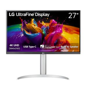 LG 27UP850K-W 27-inch Ultrafine 4K UHD (3840 x 2160) IPS Computer Monitor, 60Hz, 5ms, DisplayHDR 400, Built-in Speaker, HDMI, DisplayPort, USB Type-C 90W PD, Tilt/Height/Pivot...