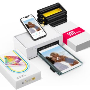 Liene M100 4x6'' Photo Printer, Phone Printer 100 Sheets & 3 Cartridges, Full-Color Photo, Portable Instant Photo Printer for iPhone Android, Thermal Dye Sublimation, Wi-Fi...