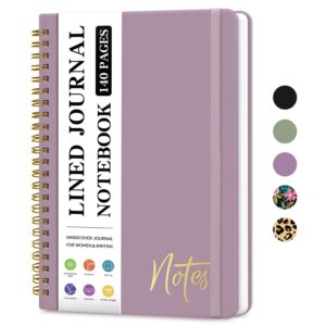 Lined Spiral Journal Notebook for Women, A5 College Ruled Journals for Writing, Hardcover Notebooks for Work, Note taking and Office School Supplies,140 Pages - Purple