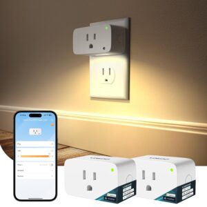 Linkind Matter Smart Plug with LED Night Light, Work with Alexa, Apple Home, Google, Smart Outlet 15A/1800W, Dusk to Dawn, Plug in Wall, Timer&Schedule, ETL&FCC Certified,...