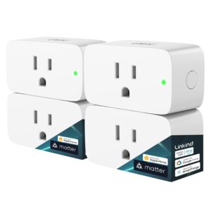 Linkind Matter Smart Plug, Work with Apple Home, Siri, Alexa, Google, SmartThings, Smart Outlet 15A/1800W Max, Smart Home Automation, APP Remote Control,Timer&Schedule, 2.4G...