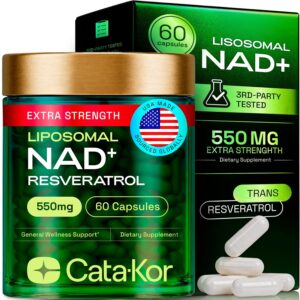 Liposomal NAD+ Supplement with Resveratrol – NMN Supplement Alternative – Third-Party Tested – Advanced NAD Resveratrol – 60 Capsules – 30-Day Supply