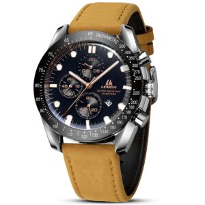 LN LENQIN Mens Watches Leather Watch Analog Quartz Watch for Men Luminous Luxury Fashion Business Casual 30M Waterproof Men's Wrist Watches with Date