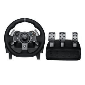 Logitech G920 Driving Force Racing Wheel and Floor Pedals, Real Force Feedback, Stainless Steel Paddle Shifters, Leather Steering Wheel Cover for Xbox Series X|S, Xbox One, PC,...