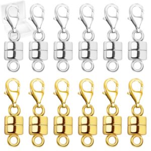 Magnetic Necklace Clasp with Lobster Clasp,14K Gold and Silver Magnetic Jewelry Clasps for Necklace Extender Bracelet Closures