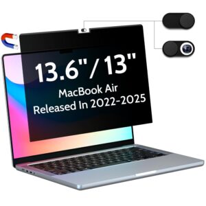 Magnetic Privacy Screen for Macbook Air 13.6/13 Inch (2022-2025, M2, M3, M4), Removable Matte Anti Glare Blue Light Protector Private Security Filter for 13.6inch Mac Laptop...