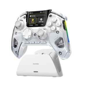 ManbaOne Interactive Screen Wireless Gaming Controller for PC/Switch/Switch 2/iOS/Android,Hall Effect Stick & Trigger,RGB Lighting,Remappable Buttons,1800mAh with Charging Dock...