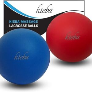Massage Lacrosse Balls for Myofascial Release, Trigger Point Therapy, Muscle Knots, and Yoga Therapy. Set of 2 Firm Balls (Blue and Red)