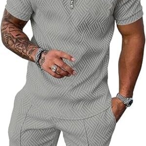 Men Track Suits 2 Piece Set Summer Casual Outfits Fashion Polo Shirts Short Sleeve and Shorts Set Vacation Clothes