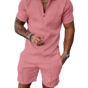 Men Track Suits 2 Piece Set Summer Casual Outfits Fashion Polo Shirts Short Sleeve and Shorts Set Vacation Clothes