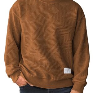 Men's Crewneck Sweatshirts Soild Color Geometric Texture Long Sleeve Casual Pullover Shirt
