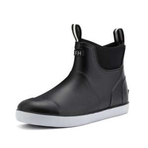 Men's Deck Boots, Waterproof Ankle Rain Boots Men Anti-Slip Traction, Outdoor Rubber Fishing Garden Boots High-Performance Shoes for Farming