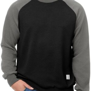 Men's Fall Crewneck Sweatshirts Patchwork Long Sleeve Geometric Texture Casual Pullover Shirt
