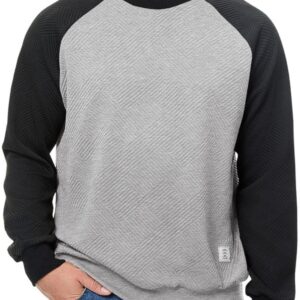 Men's Fall Crewneck Sweatshirts Patchwork Long Sleeve Geometric Texture Casual Pullover Shirt