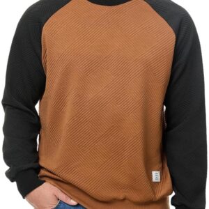 Men's Fall Crewneck Sweatshirts Patchwork Long Sleeve Geometric Texture Casual Pullover Shirt