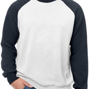 Men's Fall Crewneck Sweatshirts Patchwork Long Sleeve Geometric Texture Casual Pullover Shirt