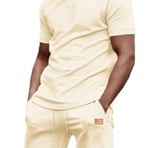 Mens Short Sets 2 Piece Outfits Summer Casual T Shirts and Shorts Tracksuit Sets with Pockets