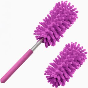 Microfiber Duster for Cleaning, Tukuos Hand Washable Dusters with 2pcs Replaceable Microfiber Head, Extendable Pole, Detachable Cleaning Brush Tool for Office, Car, Window,...