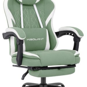 Misolant Gaming Chair, Fabric Gamer Chair with footrest for Adults, High Back Ergonomic Computer Game Chair with Adjustable Headrest and Massage Lumbar Support, 90-155ยฐ Recline...