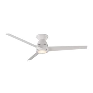 Modern Forms Tip Top Smart Indoor and Outdoor 3-Blade Flush Mount Ceiling Fan 52in Matte White with 2700K LED Light Kit and Remote Control worksworks with Alexa and iOS or...