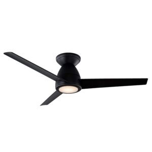 Modern Forms Tip Top Smart Indoor and Outdoor 3-Blade Flush Mount Ceiling Fan 44in Matte Black with 2700K LED Light Kit and Remote Control worksworks with Alexa and iOS or...
