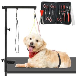 Modern Innovations Dog Grooming Arm, 12-Piece Dog Grooming Table Arm with Clamp & Tool Kit, Harness +Accessories for Small/Medium Dogs, Shears, Curved & Straight Haircut...