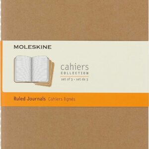 Moleskine Cahier Journal, Soft Cover, Large (5" x 8.25") Ruled/Lined, Black, 80 Pages (Set of 3)