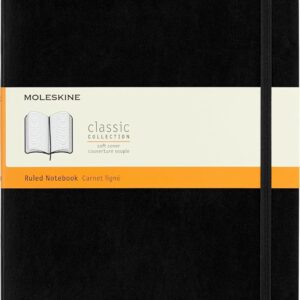 Moleskine Classic Notebook, Soft Cover, XL (7.5" x 9.5") Ruled/Lined, Black, 192 Pages