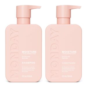 MONDAY HAIRCARE Moisture Shampoo + Conditioner Set for Dry, Coarse, Stressed, Frizzy Hair, Made with Coconut Oil, Rice Protein, Shea Butter and Vitamin E, All Natural, 12 fl oz...