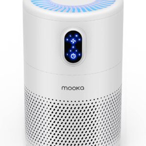 MOOKA Air Purifiers for Home Large Room up to 1076 ftยฒ, H13 True HEPA Air Filter Cleaner, Odor Eliminator, Remove Smoke Dust Pollen Pet Dander, Night Light(Available for...