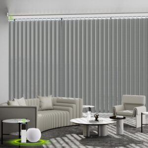 Motorized Sheer Vertical Blinds Compatible with Alexa Google Home,Light Filtering Remote Control Smart Vertical Shades Blackout Blinds for Patio Sliding Glass Door Customize...