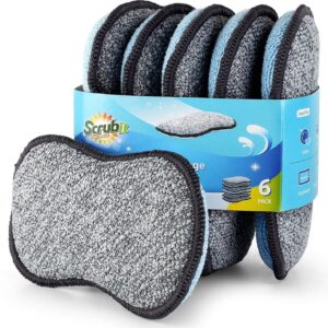 Multi-Purpose Sponges Kitchen by Scrub-it - Non-Scratch Microfiber sponges for Cleaning, Along with Heavy Duty Scrubbing Power - Reusable Dish Sponge for Dishes, Pots and Pans...
