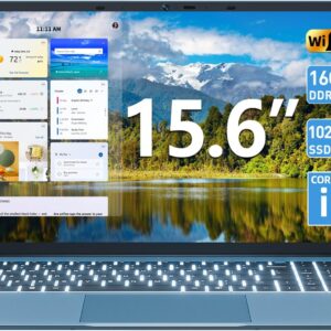 Naclud 15.6 Inch Laptop Computer, Windows 11 Laptops with 16GB RAM 1024GB SSD, Core i3-10100Y CPU(Up to 3.9GHz), Backlit Keyboard, 53.2WH Battery, WiFi 6, IPS FHD Display, 180ยฐ...