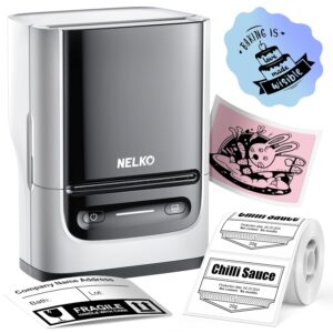 Nelko Label Maker Machine with Tape, PM220 Bluetooth Label Printer, 2 Inch Portable Thermal Printer for Small Business, Address, Logo, Clothing, Sticker Printer for iOS, Android...