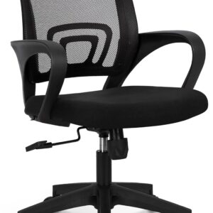 NEO CHAIR Office Desk Computer Chair Ergonomic Mesh Gaming Mid Back Seat with Comfy Lumbar Support Adjustable Height Swivel for Home Task (Black)