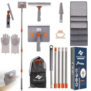 NexaGlow Baseboard Cleaner Tool with Handle | 3-in-1 Adjustable Cleaning Mop with Microfiber Pads & Gloves | 180° Wall Mop Cleaner with 66" Long Handle for Walls, Windows,...