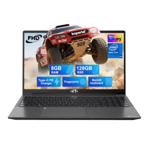 NIMO 15.6" IPS FHD-Laptop, Intel Pentium Quad Core N100 8GB RAM 128GB SSD (Beat i3-1115G4, Up to 3.4GHz) Computer with Backlit Keyboard Fingerprint Type-C WiFi 6 BT5.2, for...