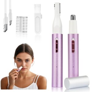 Nose and Ear Hair Trimmer for Women Men,2 in 1 Painless Eyebrow Hair Trimmer with USB Rechargeable,Portble Waterproof Facial Hair Removal with Dual-Edge Blades for Smoother...