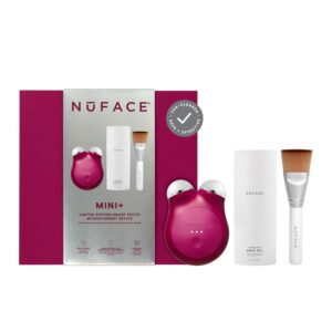 NuFACE MINI+ Microcurrent Facial Device Kit - Limited Edition FDA Cleared Face Massager Device + Microcurrent Gel Activator & Applicator Brush - Velvet Rose
