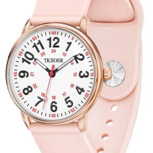Nurse Watch for Nurse Medical Professionals Students Women Men, 50M Waterproof 12/24 Hour Military Time Luminous Easy Read Dial, Second Hand Watch for Nursing
