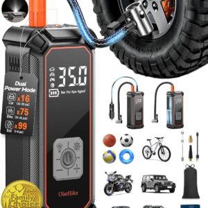 OlarHike Cordless Tire Inflator Portable Air Compressor, 150PSI Dual Power - 5400mAh & 12V DC, Air Pump for Car Tires, Bike, Motorcycle, Bicycle, Electric Pump with LED Light &...