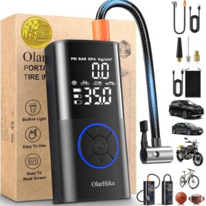 OlarHike Tire Inflator Portable Air Compressor, Smart Dual Hose System, 160PSI Auto Air Pump for Car Tires, Bike,Bicycle, Motorcycles,Electric Pump with LED Light & Digital...