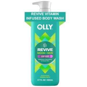 OLLY Revive Body Wash with Magnesium, Electrolytes & Vitamin B12โ Nourishing Cleanser for Skin Barrier Repair, Deep Hydration, Refreshing Nerolidew Scent, 17 oz