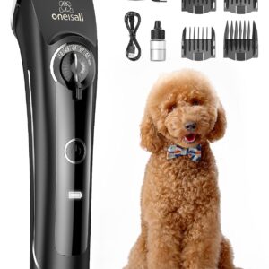 oneisall Dog Clippers for Grooming Doodles Poodles Thick Curly Hair,Low Noise Heavy Duty Dog Grooming Kit with Detachable Metal Blades
