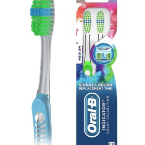 Oral-B Pro Health Fights Plaque & Tartar, 2 Count Medium Manual Toothbrush Pack, Indicator Bristles, Plaque Fighter, Gentle on Teeth